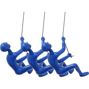 Climbing Man Home Decor Classic Wall-Art Sculpture | 3-Piece | Blue |